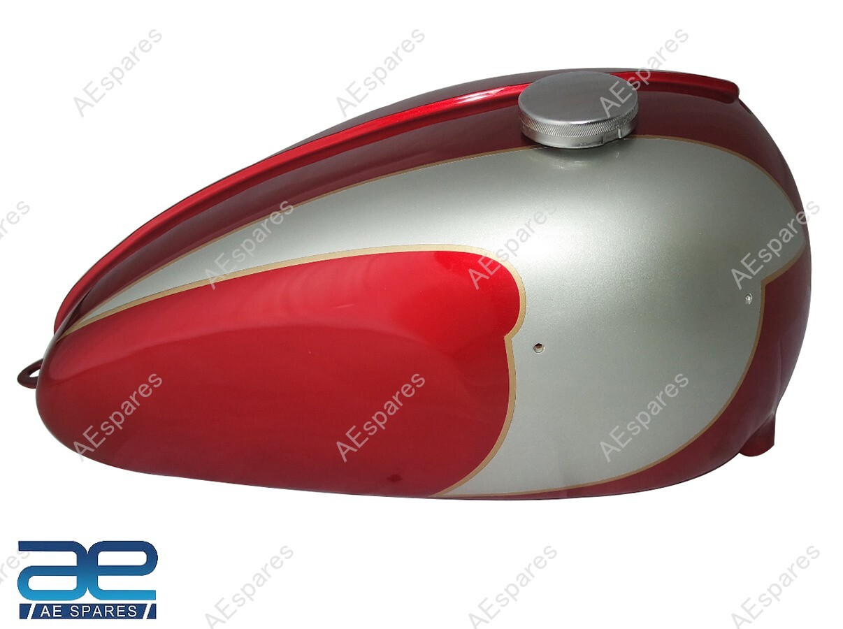 For Triumph T120 Cherry & Silver Painted Steel Petrol Fuel Gas Tank