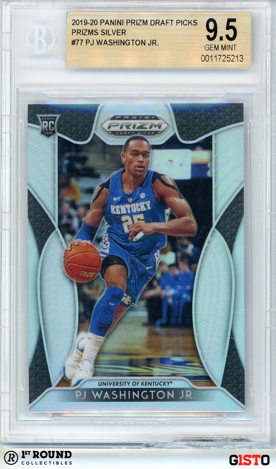 PJ Washington BGS 9.5 2019-20 Panini Prizm Draft Picks Silver Rookie Gisto POP 4