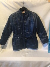 Vintage 1980's Donnkennny Blue Belted Lined Nylon Jacket Womens Size M USA Made