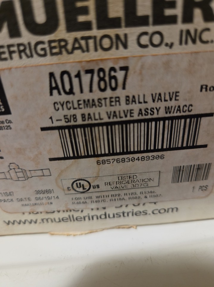 Climatemaster Check Valve MUELLER REFRIGERATION CYCLEMASTER BALL VALVE AQ17867 1 - 5/8 | eBay