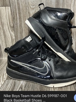 Nike Team Hustle D6 599187-001 Black Mid Top Comfort Basketball Shoes Boys