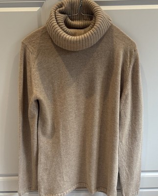 BRORA 100% Pure Cashmere Jumper with a Ribbed Roll Neck, Cuff & Waist UK 12