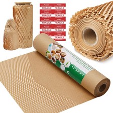 Honeycomb Packing Paper Wrap 12"x60' Recycled Bubble Cushioning Wrap Roll Eco...