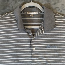 Peter Millar Polo Shirt Mens L Gary Striped Summer Comfort Sea Island Golf