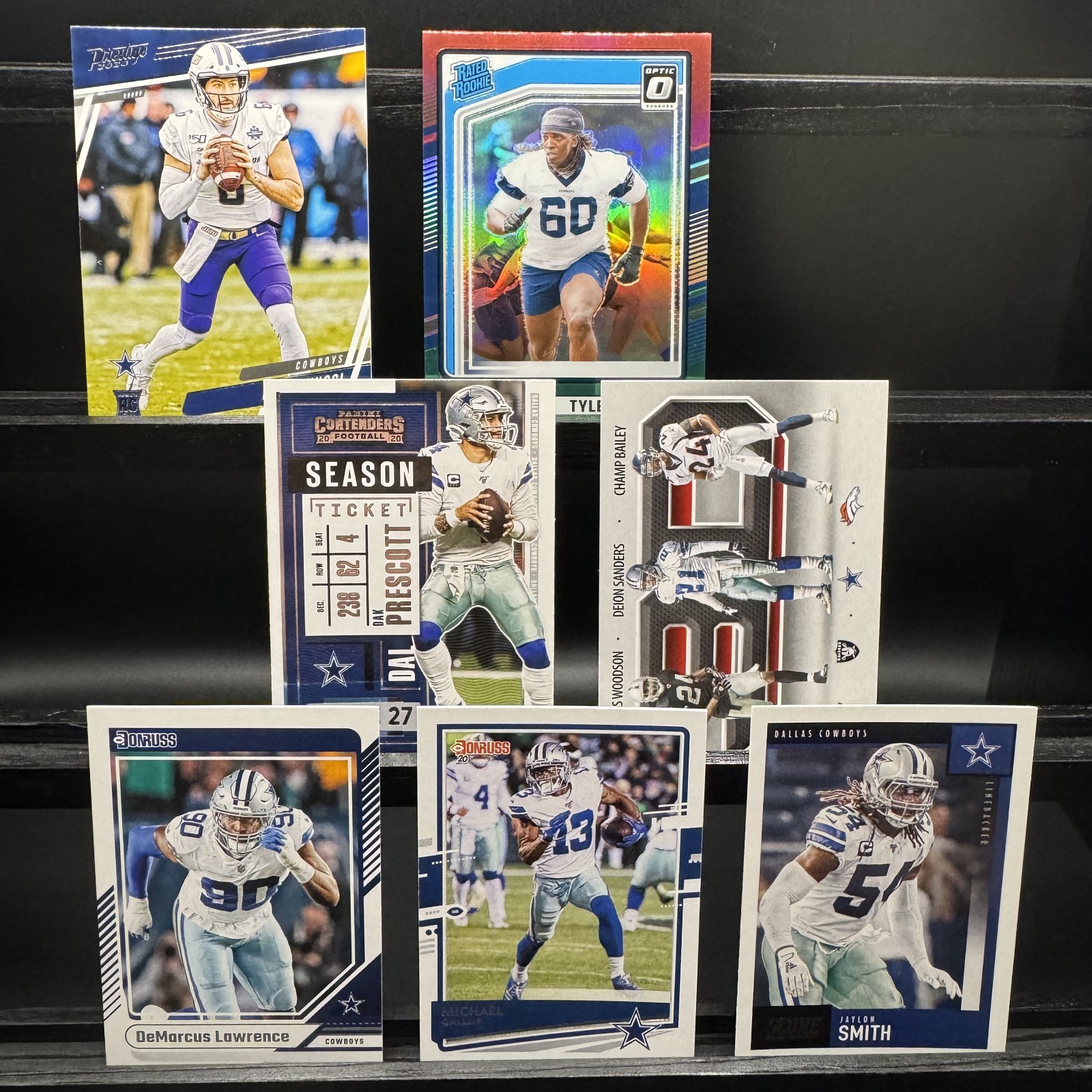 Dallas Cowboys 7 Card Lot Dak Prescott Tyler Guyton Optic RC DiNucci NFL Cards