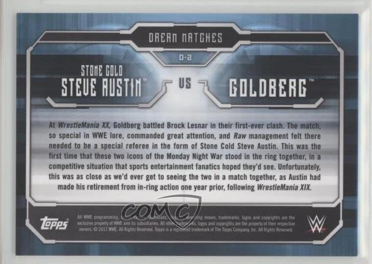 2017 Topps WWE Undisputed Dream Matches Stone Cold Steve Austin Goldberg HOF - Image 2 of 2