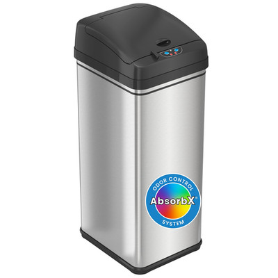 Itouchless 13 Gallon Stainless Steel Kitchen Trash Can Absorbx Odor Filter