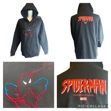 Universal Studios Marvel Spiderman Embroidered Black Hoodie Sweatshirt Youth XL