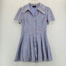 Majorelle Mini Dress Size XS Darby Blue Meadow Floral Print Cottagecore Babydoll