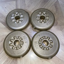 4x 1.1kg 2 1/2lb York Barbell Weights Plastic Gold Colour