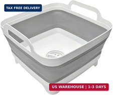 MontNorth Collapsible Wash Basin 9L, Foldable Dish Tub with Drain Plug, Portable