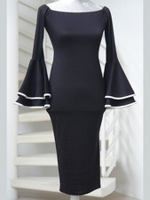 Vintage Edge Street UK Etuikleid Volant-Ärmel Flamenco Gr. 38 mit Schlitz