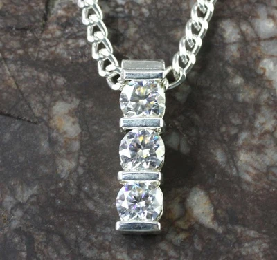 Pendentif rond certifié solitaire diamant 3 pièces blanc 3,12 ct cadeau... - Photo 1/4