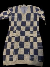 Coco Chanel 21B mini Navy Gray check knit dress Small/Medium Logo