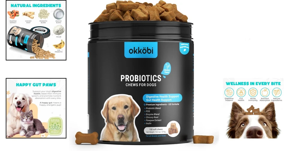 150 Chews of Vet-Approved Probiotics for Dogs - Digestive Comfort & Relief - Image 2 of 4