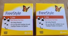 DOS 100 tiras reactivas de glucosa en sangre Freestyle Lite - 100 unidades cada una - 200 TOTALES
