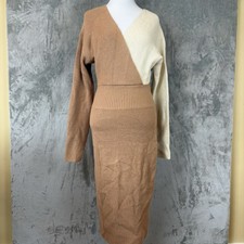Express Ribbed V-Neck Surplice MIDI Sweater Dress Wmn’s S
