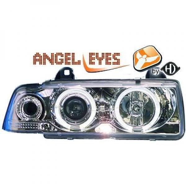 LHD Scheinwerfer Paar Angel Eyes Klar Chrom FüR BMW E36 Touring 90-99-image