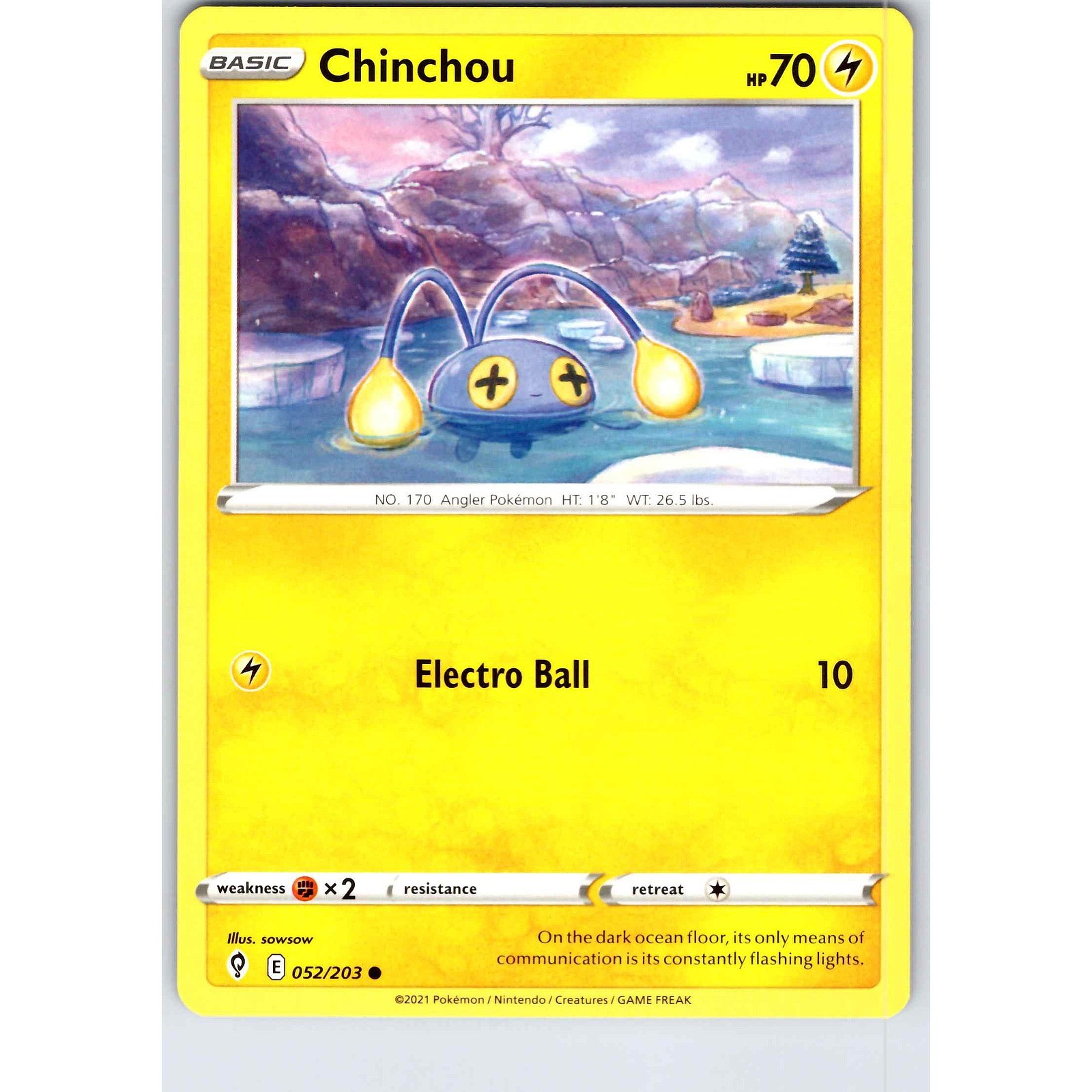 Chinchou 52/203 Evolving Skies Pokemon Card NM TCG singles Near Mint English
