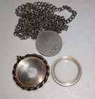 Antq. Rose Guilloche Mourning Locket Pendant 4 Hair & St. Gabriel Medal w/Chain. — photo 4