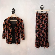 Vintage 90s West End 2 Pc Set M Whimsigoth Floral Metallic Fairy Grunge USA