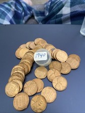 1940 Lincoln Wheat Pennies Uncirculated Roll 50 Coins