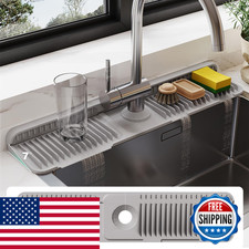 Doeklpo 24 Inch Silicone Faucet Mat For Kitchen Sink Splash Guard - 7 Slope