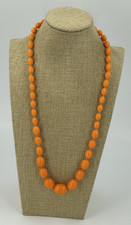 Vintage ORANGE Graduated Plastic Bead Necklace 23 Inch