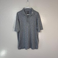 FootJoy Polo Shirt Mens Large Gray Paisley Stretch Golf Performance Short Sleeve