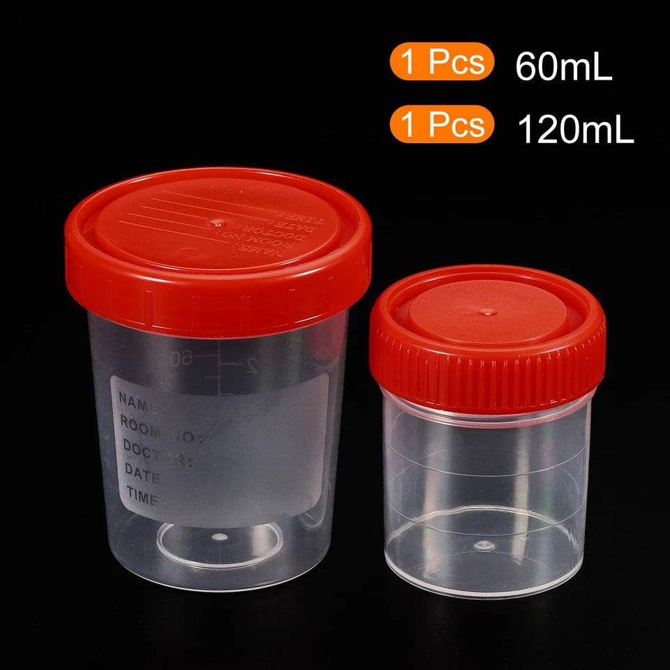 60mL 120mL Sample Cups Sample Containers Leak Proof Screw Cap for Lab Home Red - Imagem 3 de 4