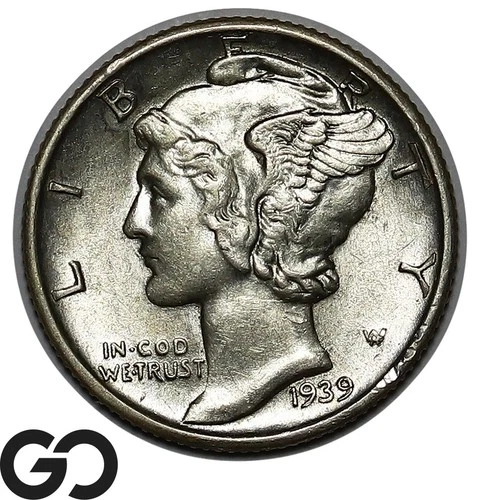 1939-D Mercury Dime, Gem BU++