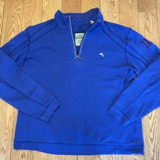 Tommy Bahama NY Giants Pullover Sweatshirt Men's 1/4 Zip XL Blue Logo