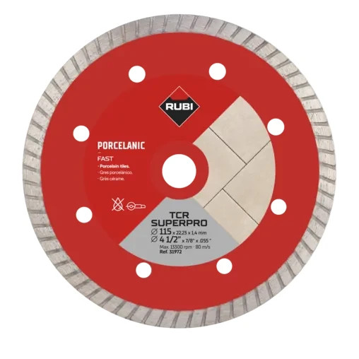 Rubi TCR SUPERPRO 115mm Diamond Blade Turbo Dry Cut Tile Cutting Disc - 31972