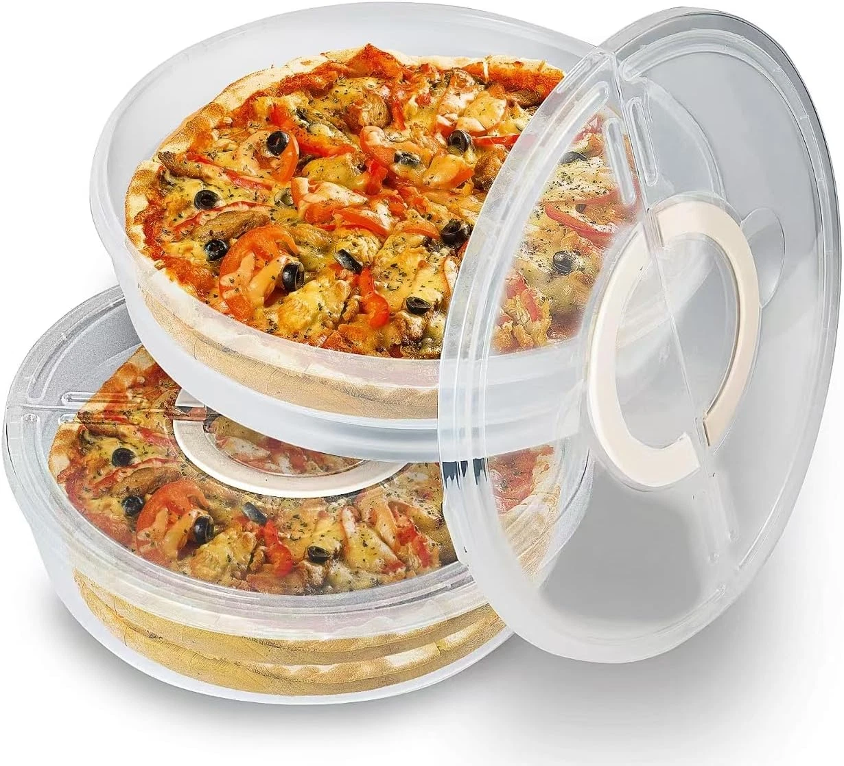 2 Pack 12Inch Food Storage Container with Lid and Handle, Reusable 2 Compartment