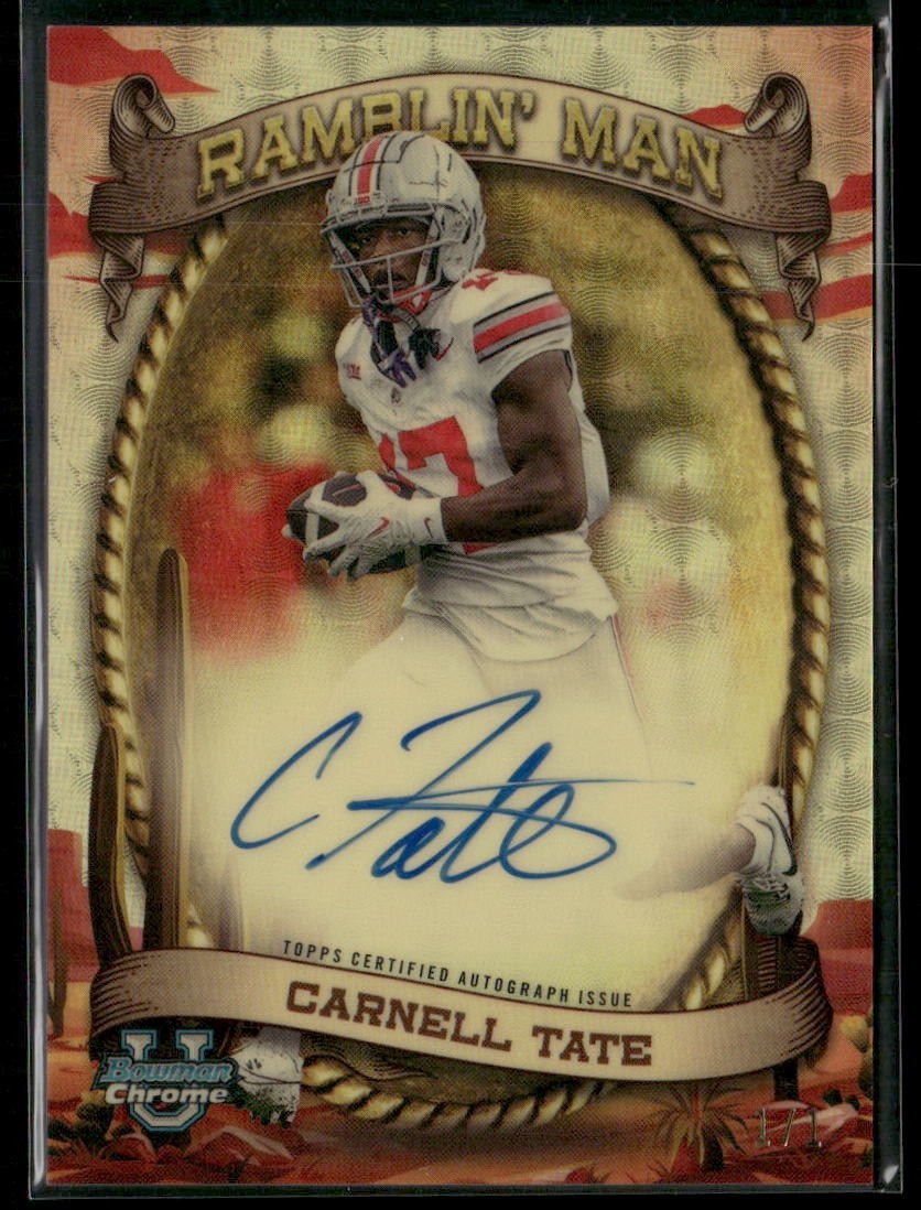 2024 Bowman U Chrome Carnell Tate Ramblin Man Superfractor Auto 1/1 #RM-CT