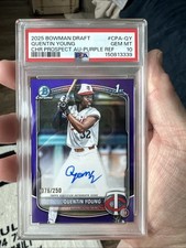 2025 BOWMAN DRAFT QUENTIN YOUNG /250 CHR PROSPECT AUTO PURPLE REF POP 1 PSA 10