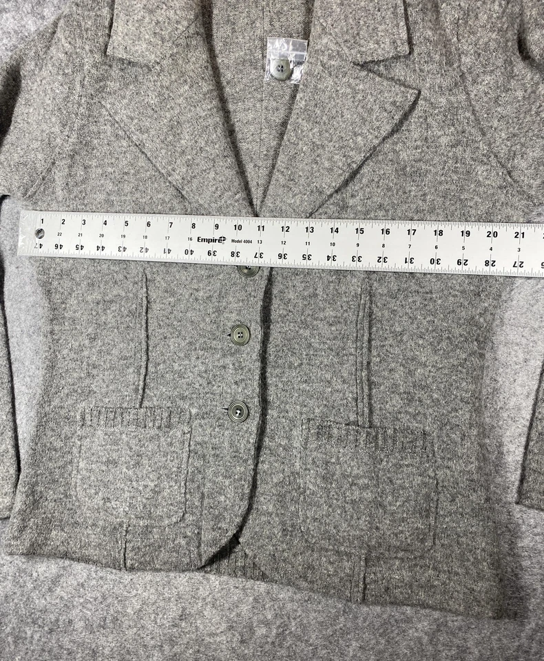 Blazer Sundance Mujer Grande Gris 100% Lana de Cordero 3 Botones Parche Bolsillos A Medida Foto 2 de 4
