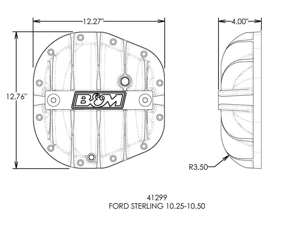 Cubierta diferencial B&M - diseñada para adaptarse a la mayoría de los se adapta a Ford F-250/350 Supe 1985-2019 Foto 3 de 4