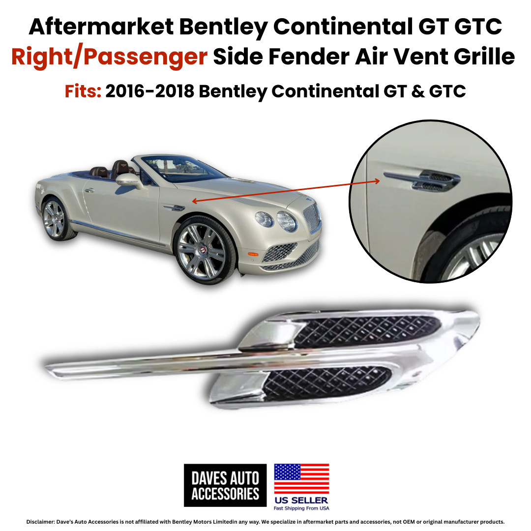 Bentley GT GTC Passenger Fender Air Vent Grille Right Side 2016-2018