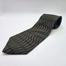 Bill Blass Black Label 100% Silk Tie - Geometric Olive/Tan/Maroon - Made in USA