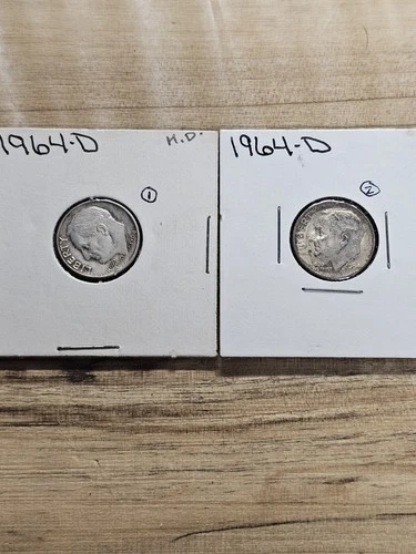 1964-D Roosevelt Dime Silver Denver Circulated Business Strike 10C Lot of 2