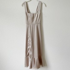 Show Me Your Mumu Claire Midi Dress Dune Luxe Satin Size XXS Wedding Neutral