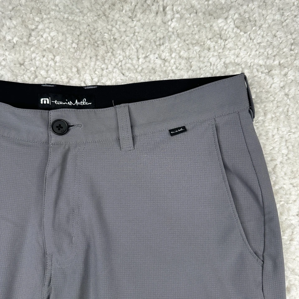 Travis Mathew 短裤男式 34 灰色高尔夫斜纹布平前活动性能 — 第 2/4 张图片