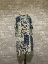 ZARA BASIC Floral Cold Shoulder Crepe Shift Knee Length Dress S Short Sleeve 