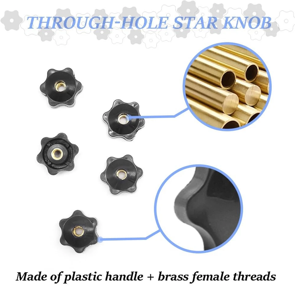 10 Pezzi Manopola Di Serraggio M6 Dado a Stella,Manopole Filettate,Pomello Femmi - Immagine 3 di 4