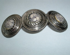 VINTAGE FAUX AGATE SILVERTONE 4" HAIR BARRETTE