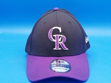 Colorado Rockies New Era 39THIRTY Stretch Fit Hat M/L Black Purple Cap New.