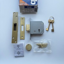Original Chubb 5 Lever Mortice Deadlock B-3G114E-PL-80 80mm Brass High Security