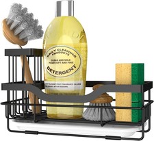 Rustproof Kitchen Sink Organizer and Sponge Caddy with Detachable Brush Holder