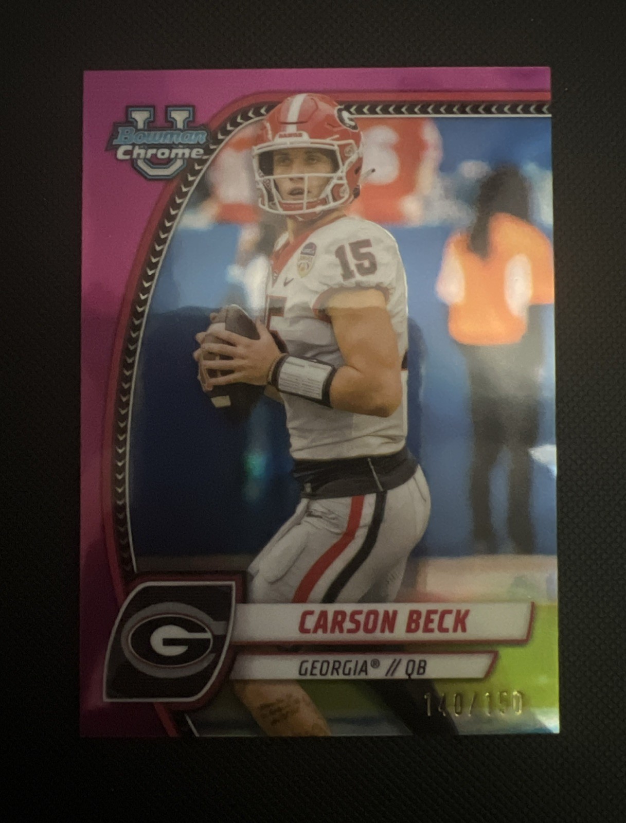 2024 Bowman University Chrome - Carson Beck Pink Refractor /150 (RC) CFP CHAMPS?